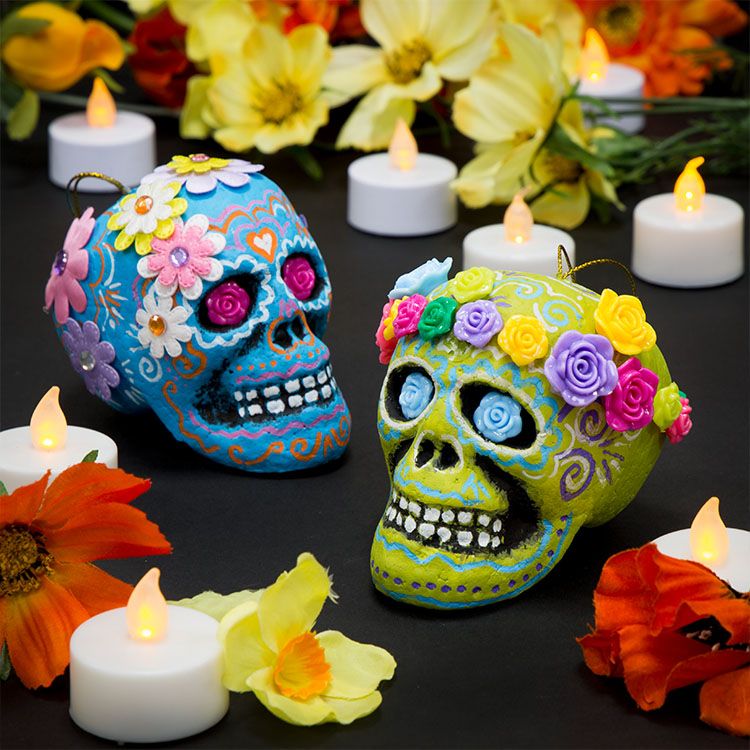 Dia de los Muertos Flower Skulls