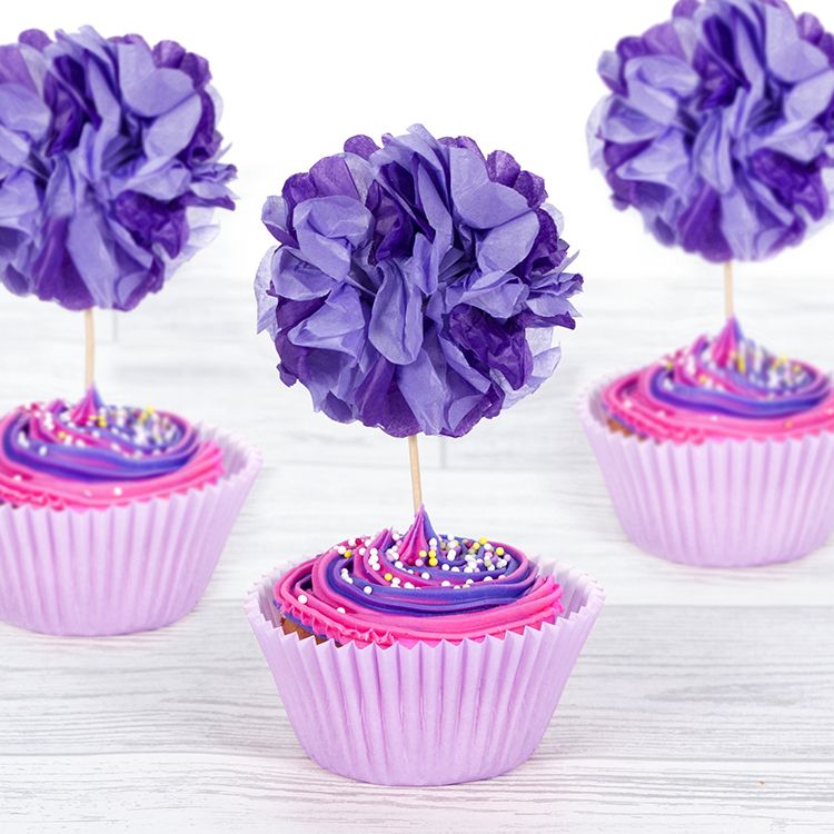 Tissue Pom Pom Cupcake Topper