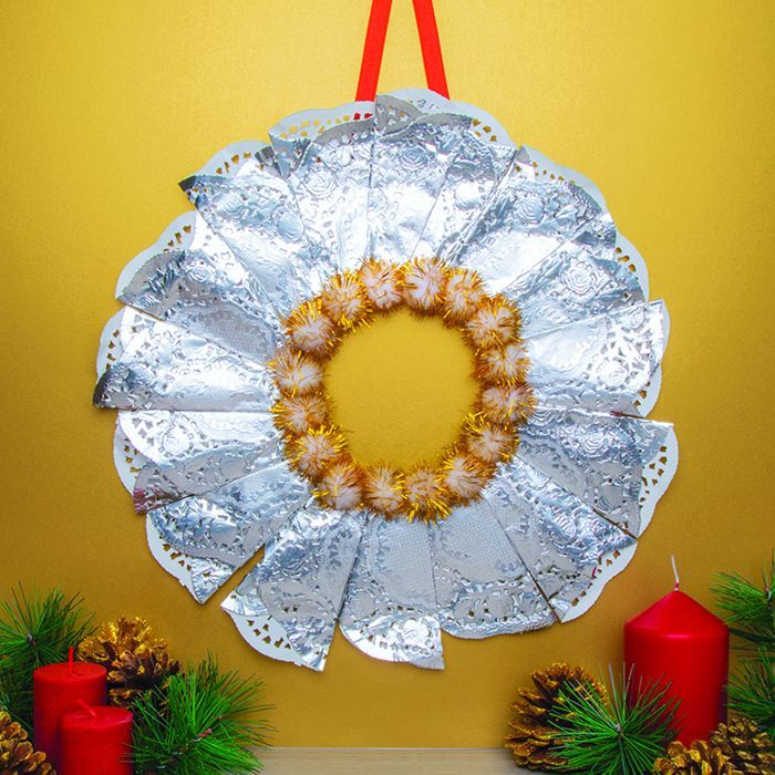 Metallic Doily Wreath