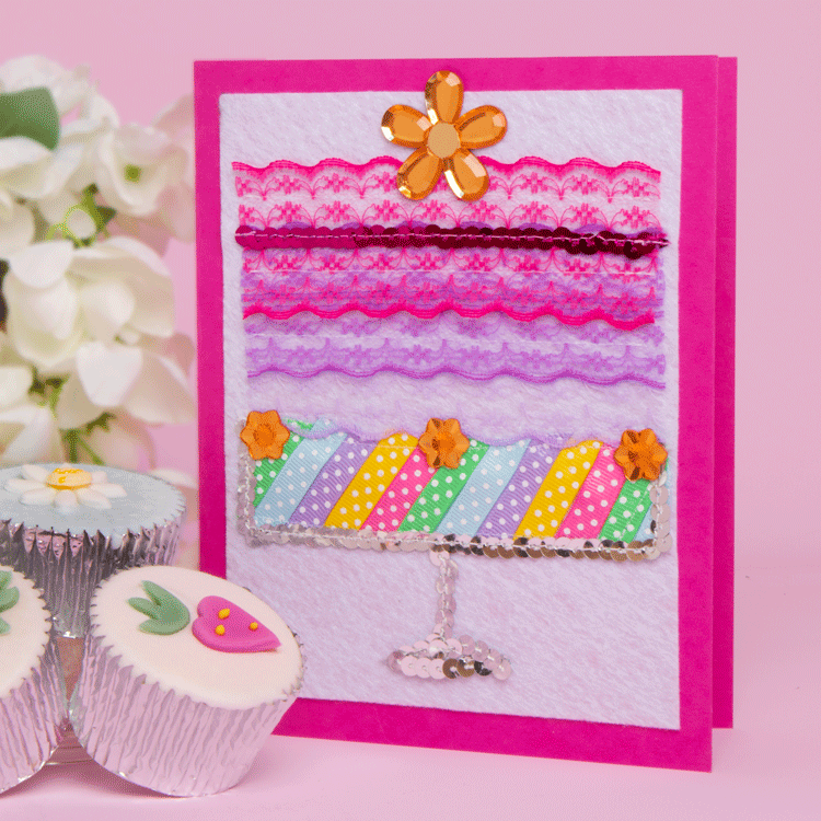 Fabric Cake Birthday Card