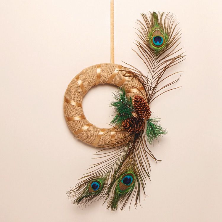 Hessian & Peacock Feather Wreath