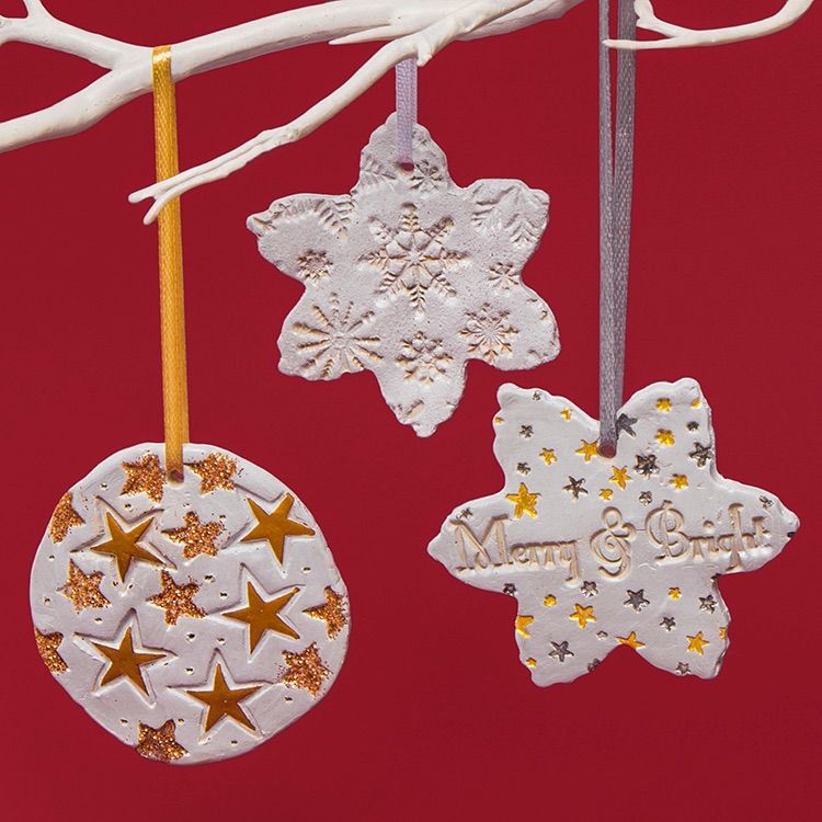 Bauble & Snowflake Embossed Decorations