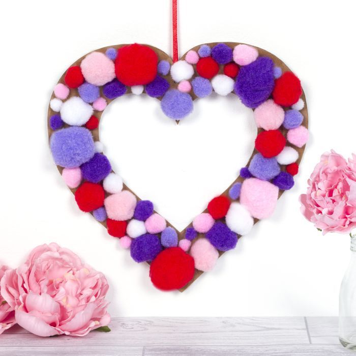 Pom Pom Heart Wreath