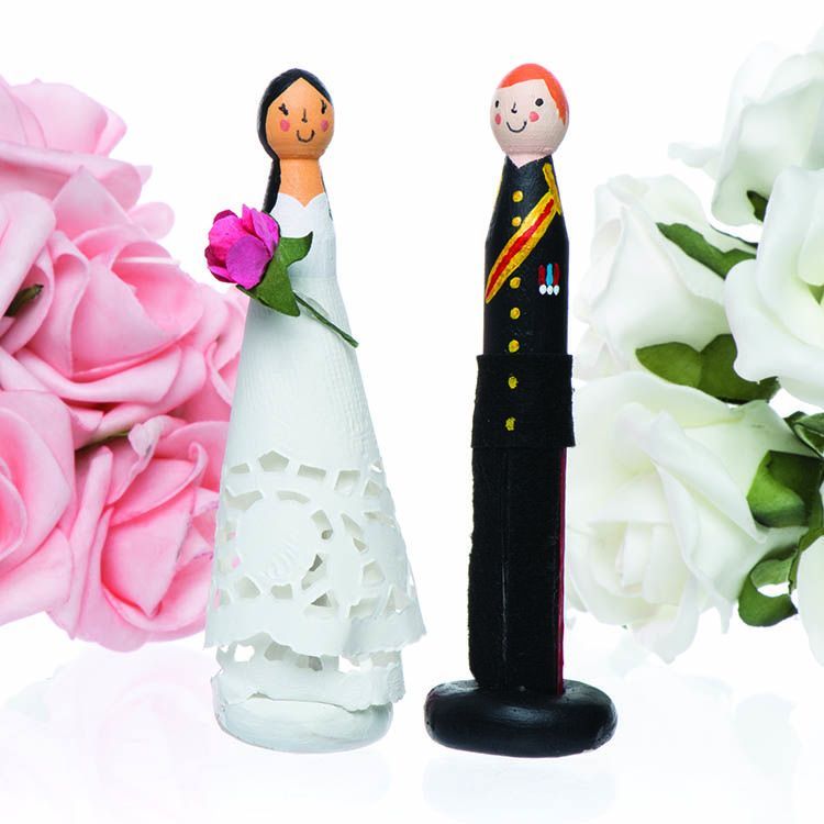 Bride and Groom Peg Dolls