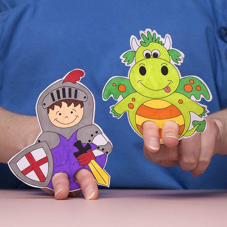 St George & Dragon Finger Puppets