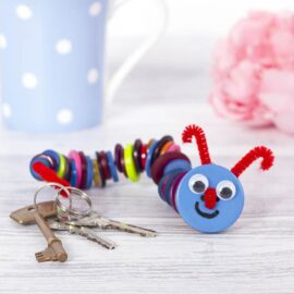 Bendy Button Caterpillar Keyring