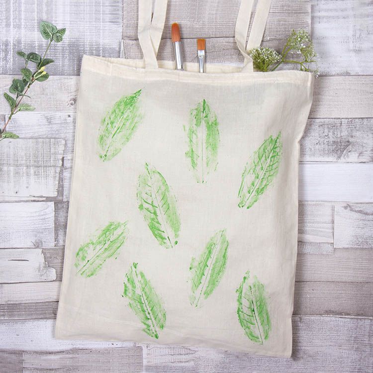 Natural Leaf Stamped Bag