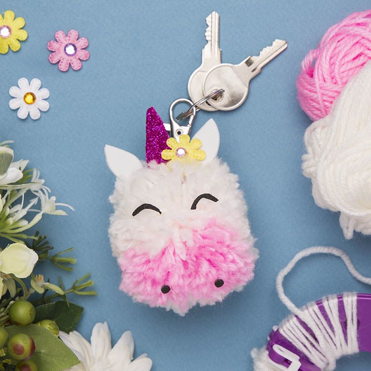 Pom Pom Unicorn Keyring