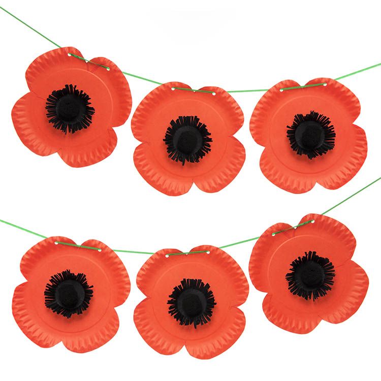 Paper Plate Poppy Bunting