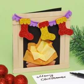 Festive Fireplace Pop Stick Card