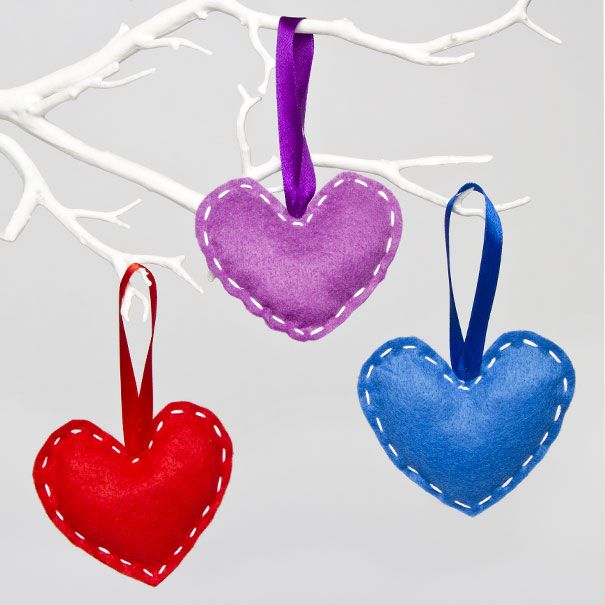 Folky Felt Hearts