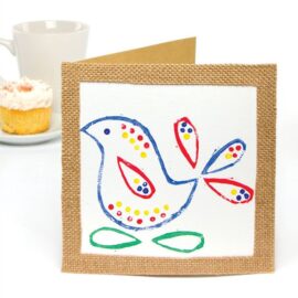 Lino Print Bird Card