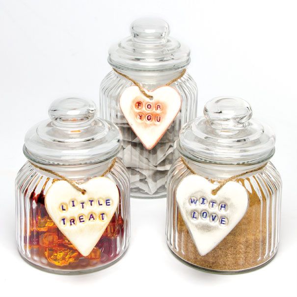 Love Heart Clay Jar Tags