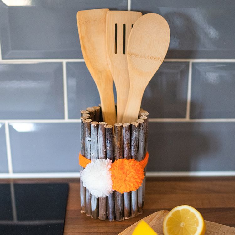 Willow & Pom Pom Can Utensil Holder