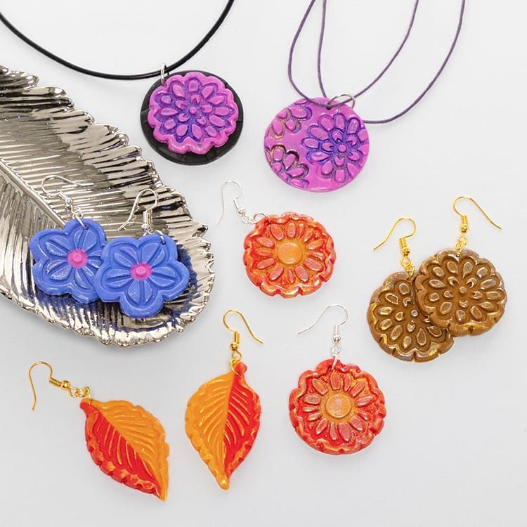 Flower & Leaf Polymer Clay Jewellery