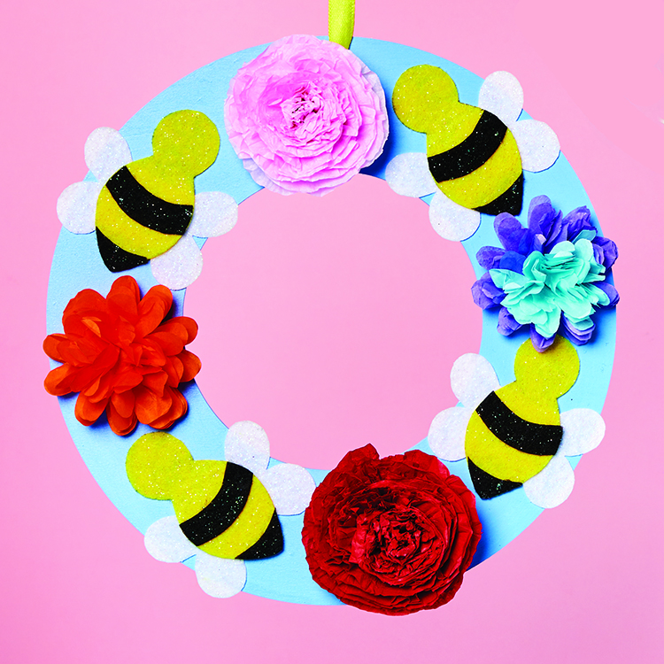 Bumble Bee Tissue Paper Wreath