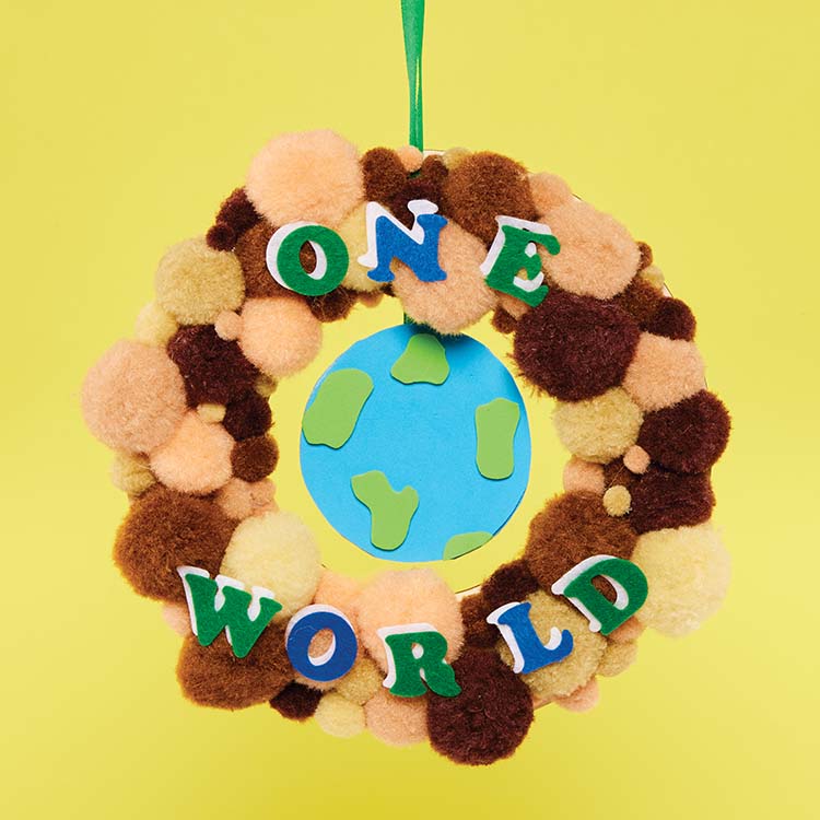 One World Pom Pom Wreath