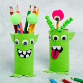 Alien Cardboard Tube Pencil Holder