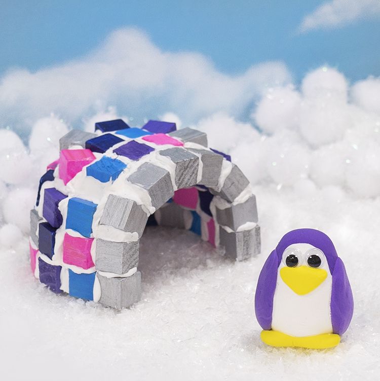 Penguin & Igloo Snow Scene