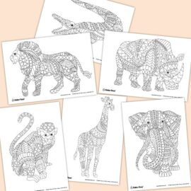 Jungle Animals Mindfulness Colouring Pictures