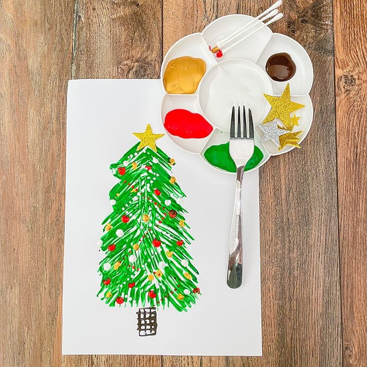 Christmas Tree Fork Painting