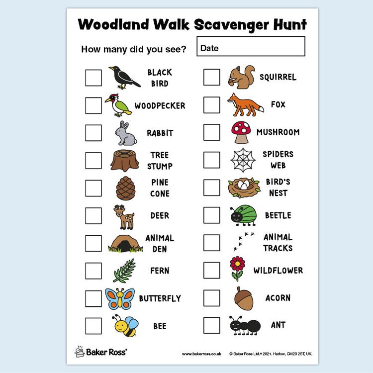 Woodland Walk Scavenger Hunt