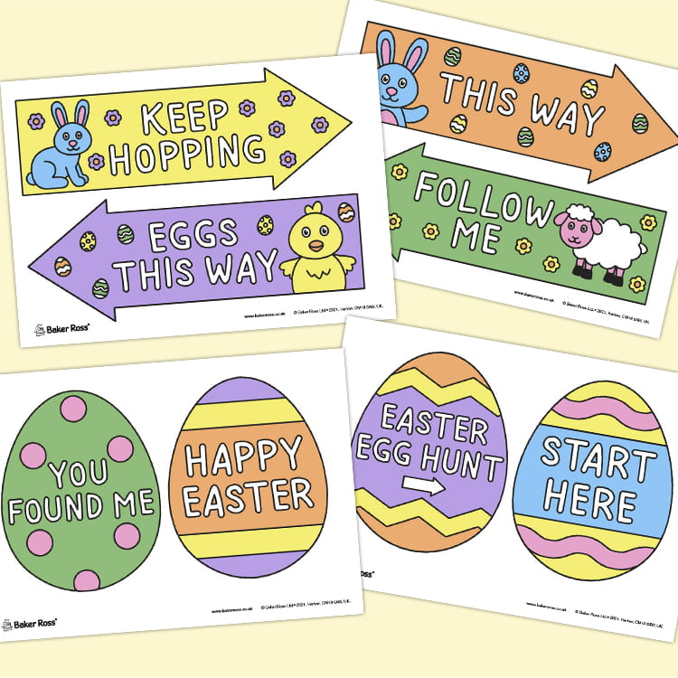 Easter Egg Hunt Signs Printable (Coloured)