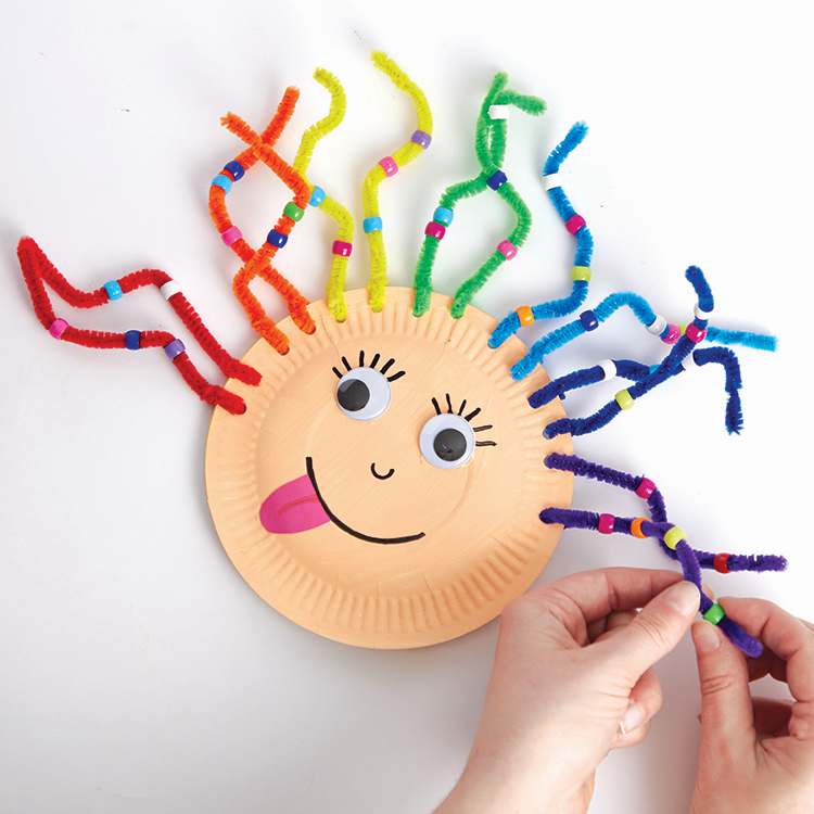 Rainbow Pipe Cleaner Hair Threading