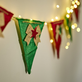 Wooden Hessian Bunting