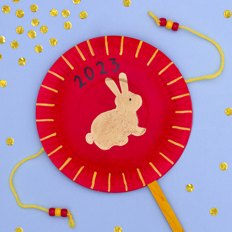 Year of the Rabbit Paper Plate Drum