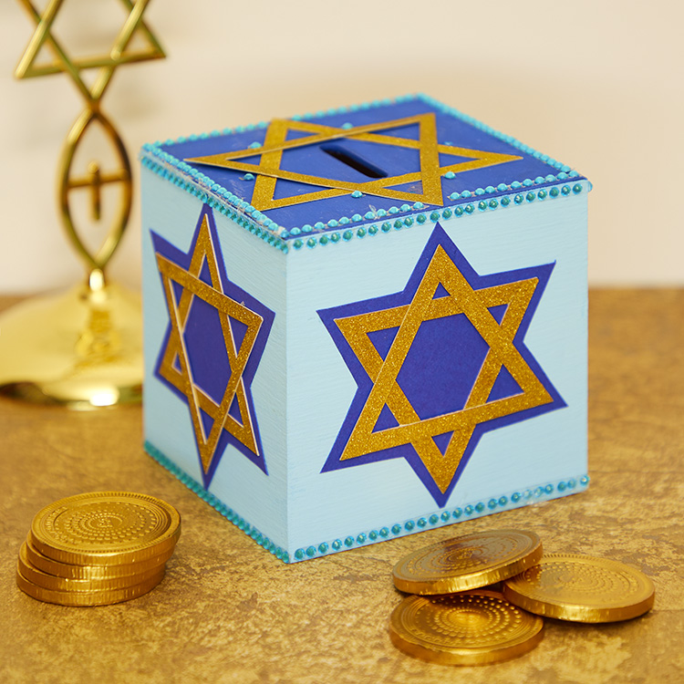 Star of David Wooden Tzedakah Box