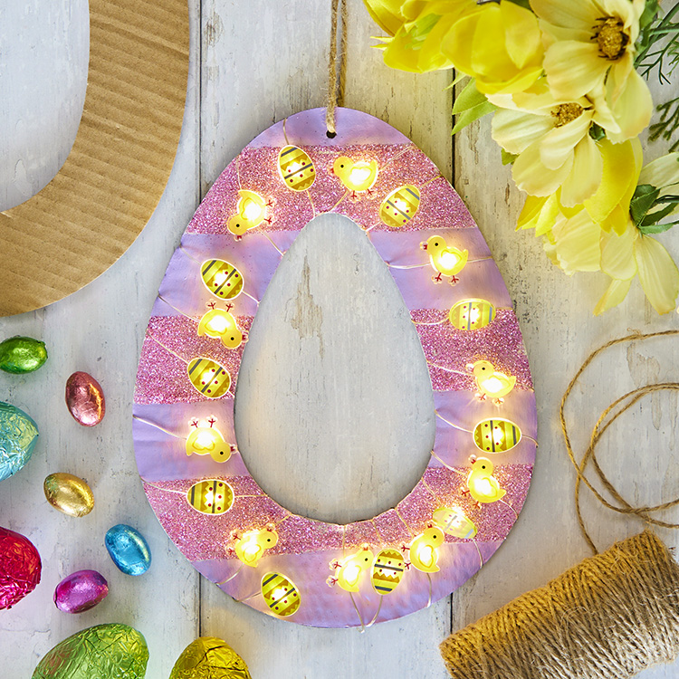 Easter Egg and Chicks LED String Light Wreath