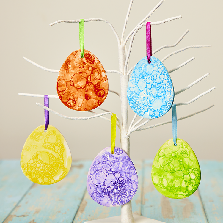 Bubble Printed Ceramic Hanging Eggs