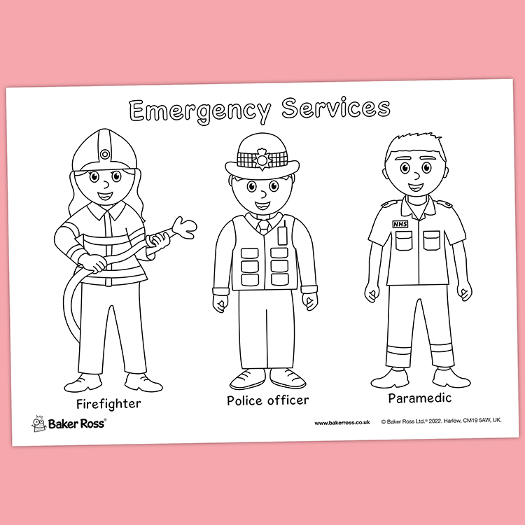 Emergency Services Colouring Picture