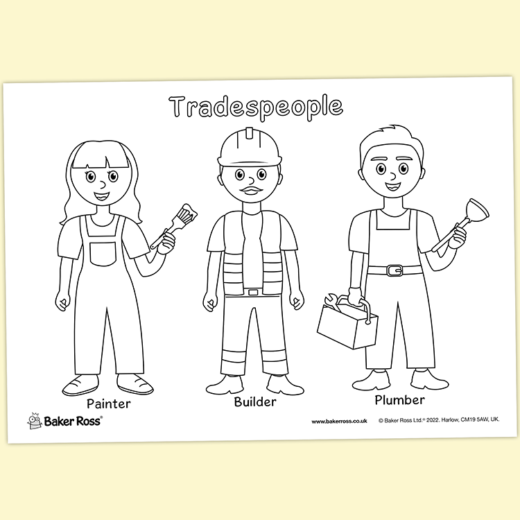 Tradespeople Colouring Picture