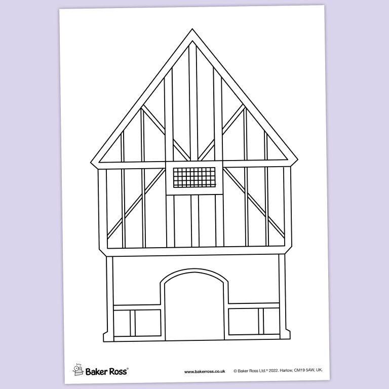 Tudor House Colouring Picture