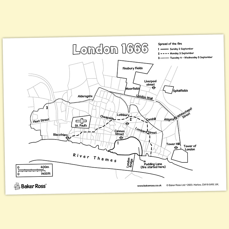 Map of the Great Fire of London