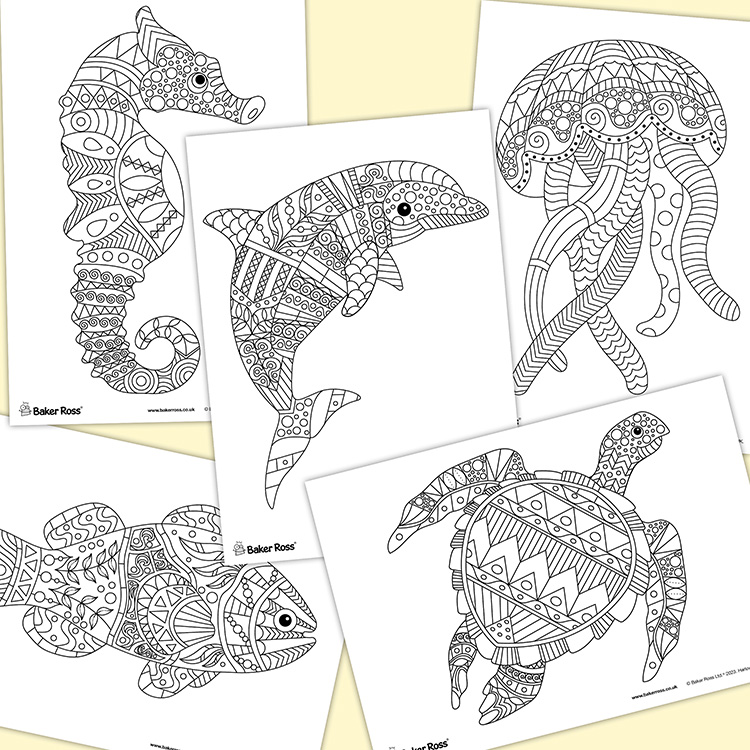 Sealife Mindfulness Colouring Pictures