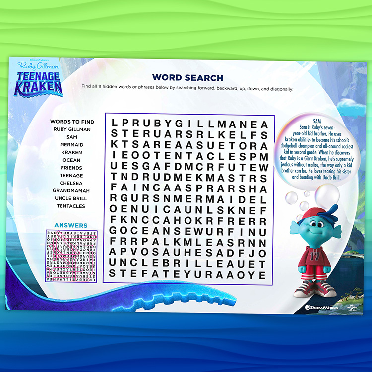 Ruby Gillman Teenage Kraken Wordsearch