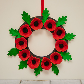 Egg Carton Poppy Wreath