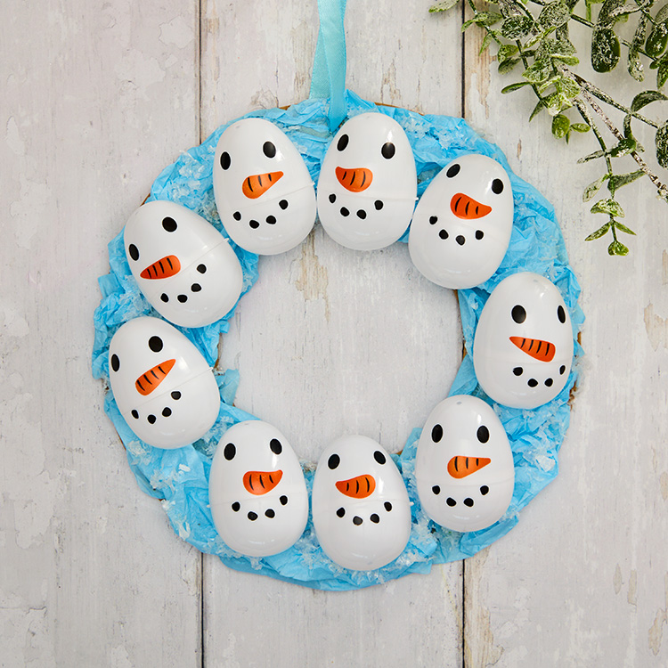 Snowman Plastic Egg Wreath