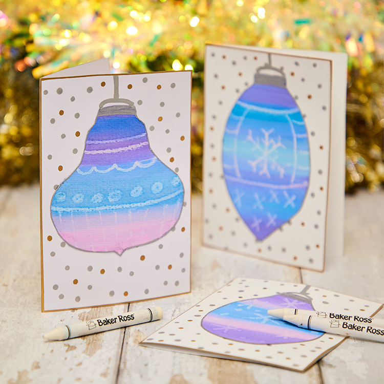 Wax Resist Bauble Cards