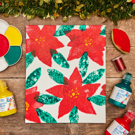 Poinsettia Sponge Printing Canvas