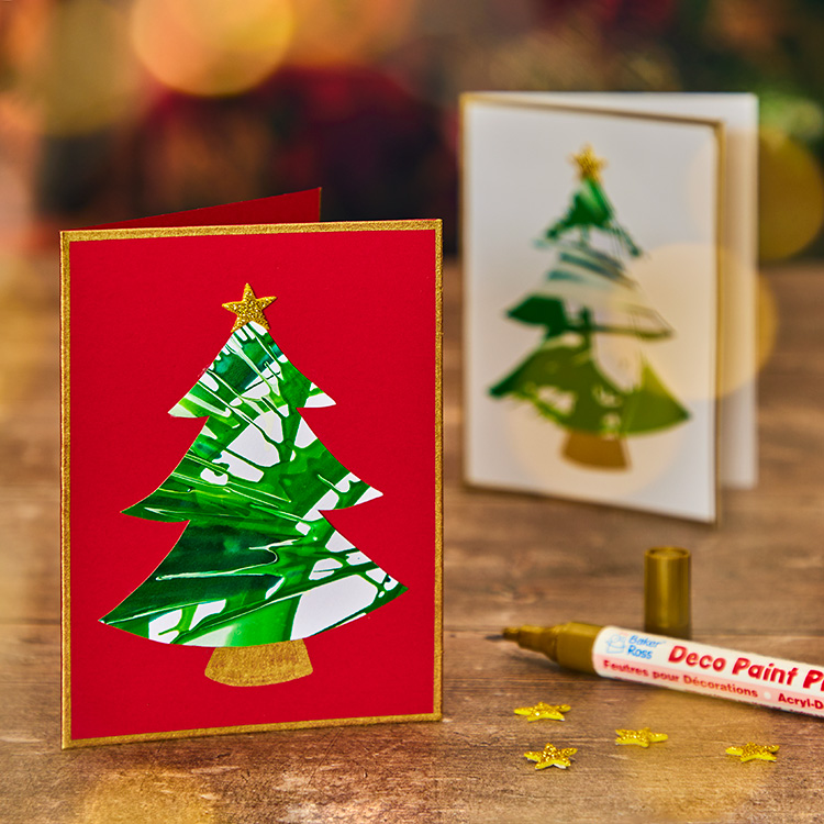 Spin Art Christmas Tree Card