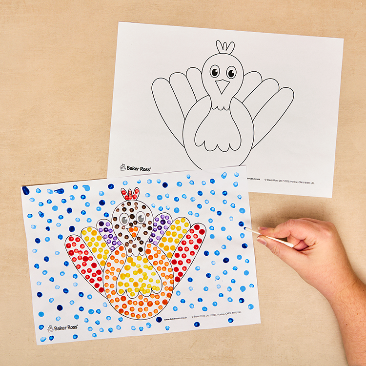 Thanksgiving Turkey Dot Painting