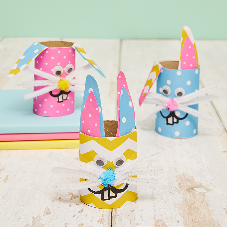 Cardboard Tube Patchwork Bunnies