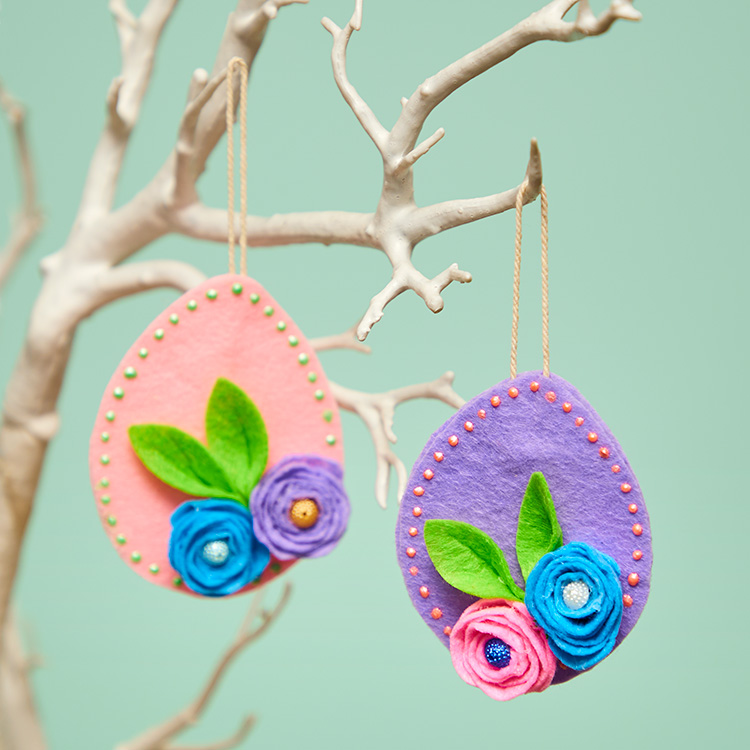 Pastel Felt Egg and Rose Decorations