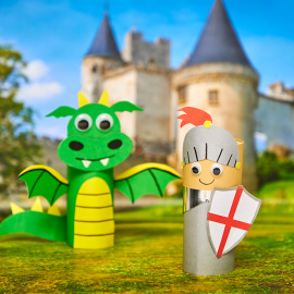 Cardboard Tube Knight and Dragon