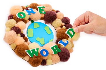 One World Pom Pom Wreath