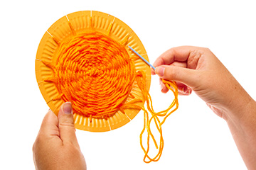 Paper Plate Pumpkin Weaving